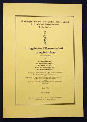 Freier Integrierter Pflanzenschutz im Apfelanbau 1992 Botanik Pomologie sf