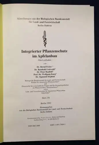 Freier Integrierter Pflanzenschutz im Apfelanbau 1992 Botanik Pomologie sf