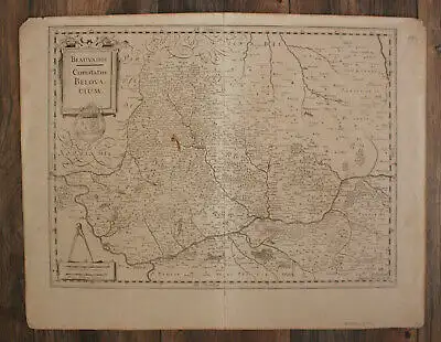 Orig. Kupferstichkarte bei Jansson "Beauvaisis. Comitatus Belovacium" um 1650 sf