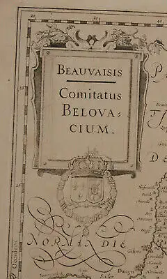 Orig. Kupferstichkarte bei Jansson "Beauvaisis. Comitatus Belovacium" um 1650 sf