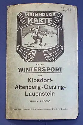  Karte für den Wintersport von Kipsdorf- Altenberg- Geising- Lauenstein 1910 js