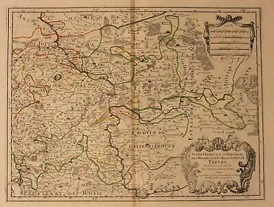 Orig. grenzkol. Kupferstichkarte "Partie Orientale du Temporel" 1701 Europa sf