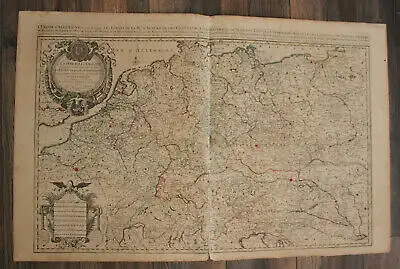 Orig. grenzkol. Kupferstichkarte "L'Empire d'Allemagne" 1692 Europa sf
