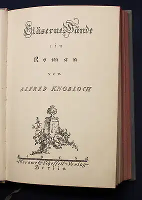 Knobloch Gläserne Bände 1914 Roman Belletristik Klassiker Literatur js 