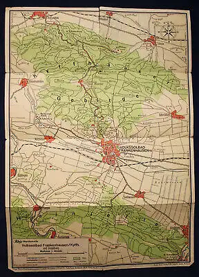 Original Wanderkarte mit Stadtplan Frankenhausen/ Kyffh. um 1930 Ortskunde sf