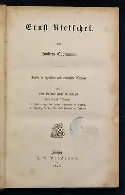 Oppermann "Ernst Rietschel" 1873 Geschichte Pulsnitz Sachsen Saxonica sf