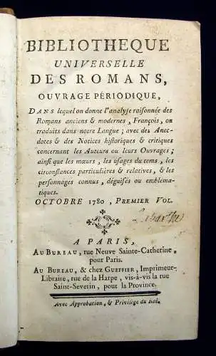 Bibliotheque Universelle Des Romans Ouvrage Periodique 4 Bde. in 1  EA 1780 js