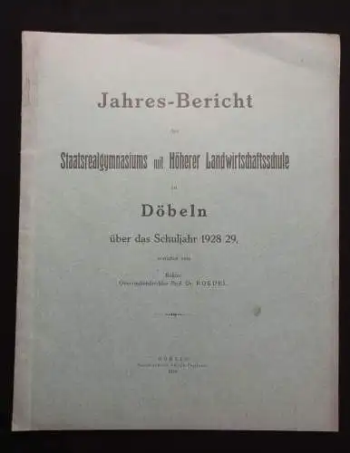 Jahres-Bericht d. Staatsrealgymnasiums zu Döbeln über das Schuljahr 1928/29 1929