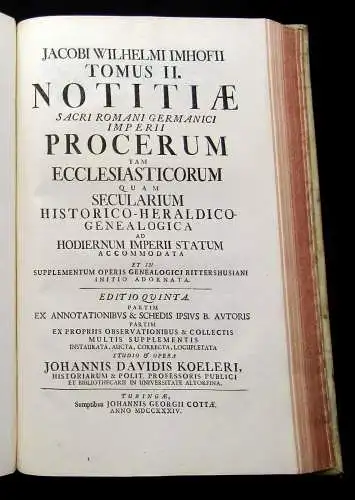 Imhof, Jacob Wilhelm 1732 Jacobi Wilhelmi Imhofi Notitia Sacri Romani Germanici