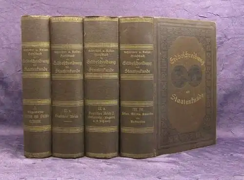 Keller, Schneider Handbuch der Erdbeschreibung und Staatenkunde 4 Bde. 1889 js