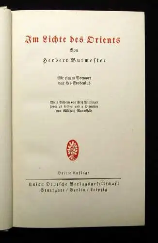 Burmester Im Lichte des Orients, Pioniere im Osten um 1900 2 Bde Geschichte mb