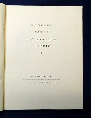 Hanisch Hundert Jahre Eine Erinnerungsgabe Vier Generationen 1936 Geschichte mb