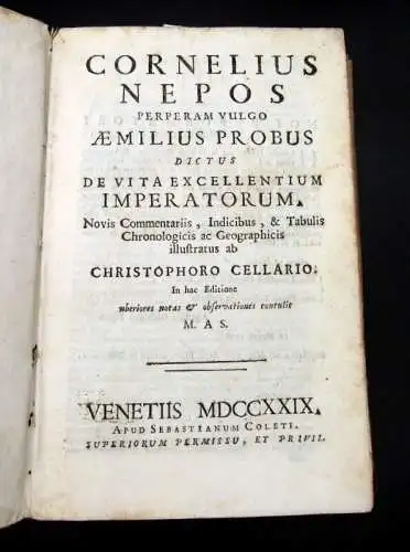 Nepos 1729 Cornelius Nepos, perperam vulgo Aemilius Probus dictus... am