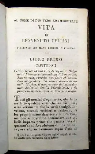 Vita Di Benvenuto Cellini Da Lui Medisimo Scritta (1550- 1571) 4 Bde. 1828 js