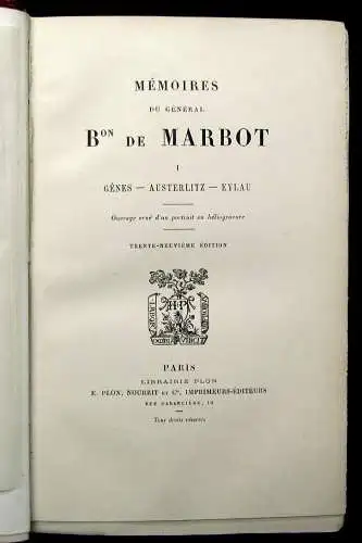 Memoires Du General Bon De Marbot 3 Bde. um 1890 Kopfgoldschnitt dekorativ js