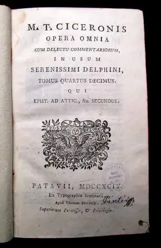 Ciceronis Opera Omnia 1794 14. Bd. apart Latein Delphine Naturwissenschaften mb