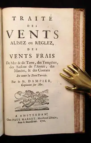 Dampier Suite Du Voyage Autour Du Monde,Avec Un Traite De Vents Tome II 1701 js