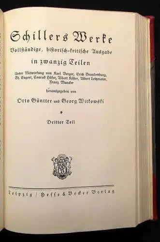 Güntter, Witkowski Schillers Werke 20 Bücher in 10 Bänden 1910 Klassiker Lyrik