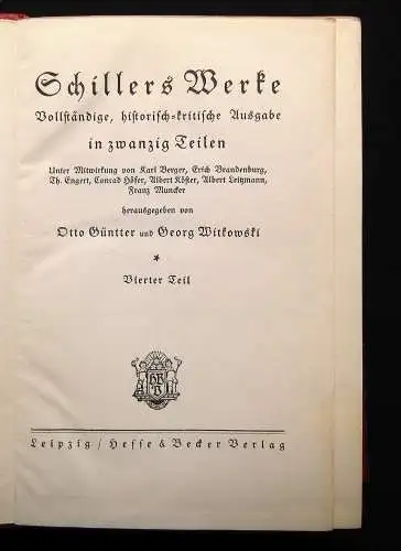 Güntter, Witkowski Schillers Werke 20 Bücher in 10 Bänden 1910 Klassiker Lyrik