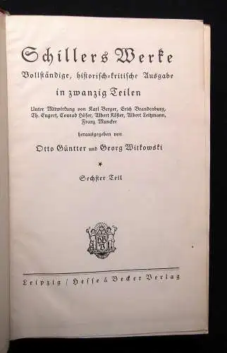 Güntter, Witkowski Schillers Werke 20 Bücher in 10 Bänden 1910 Klassiker Lyrik