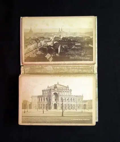 Fotoleporello mit 16 Or. Fotographien von Dresden im Pergamenteinband um 1890