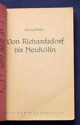 Möller Von Richardsdorf bis Neukölln 1926 Geschichte Geographie Berlin  js
