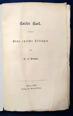 Gruppe Kaiser Karl Eine epische Trilogie 1852 Geschichte Politik Lyrik js