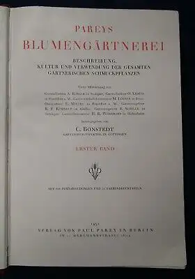 Pareys Blumengärtnerei 2 Bde. komplett 1932 Kultur Verwendung Züchtung js