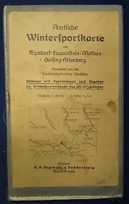 Amtliche Wintersportkarte Kipsdorf-Frauenstein-Moldau-Geising-Altenburg 1920 js