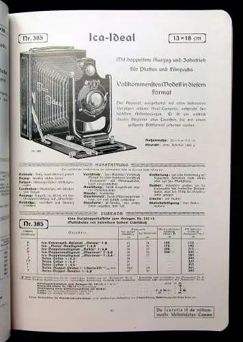 Ica Illustrierte Preisliste photographische Apparate u Bedarfsartikel um 1915