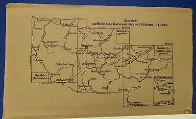 Meinholds Karte Harz in 3 Bltt. Maßstab 1:60000 Bll. 2: Brockengebiet 1920 js