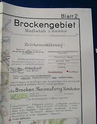 Meinholds Karte Harz in 3 Bltt. Maßstab 1:60000 Bll. 2: Brockengebiet 1920 js
