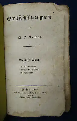 Becker Erzählungen 3. Band "Die Brautwerbung" 1828 selten Belletristik sf