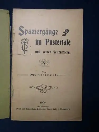 Meindl Spaziergänge im Pustertale und seinen Seitentälern 1905 Italien  js