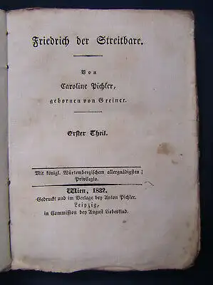 Sämmtliche Werke Caroline Pichler 46. Band 1832 "Friedrich der Streitbare" sf