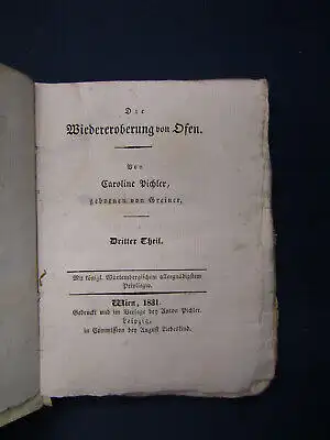 Sämmtliche Werke Caroline Pichler 44. Bd 1831 "Die Wiedereroberung von Ofen" sf