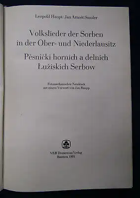 Haupt Volkslieder der Sorben in der Ober- und Niederlausitz 1984 Faksimile sf