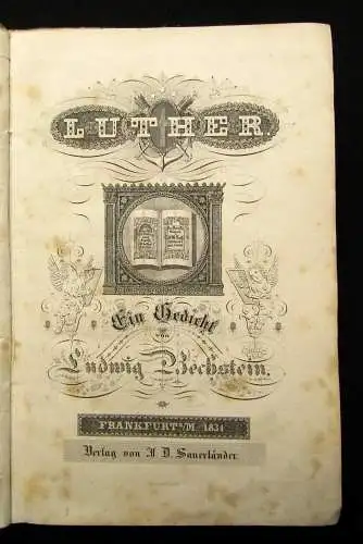 Bechstein, Ludwig Luther Ein Gedicht 1834 Theologie allgemein Kirche am