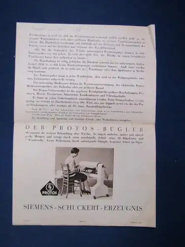 Original Prospekt Protos - Turbowascher um 1925 Technik Werbung Reklame sf