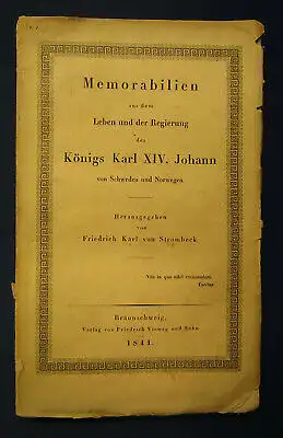 Strombeck Memorabilien aus dem Leben König Karl XIV. Johann 1841 Geschichte sf