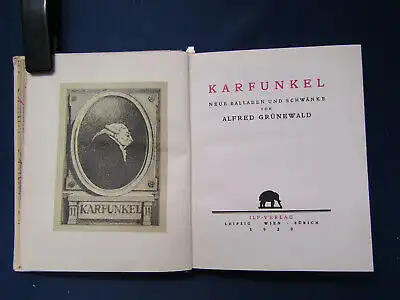 Grünewald Karfunkel Neue Balladen und Schwänke 1920 Belletristik sf