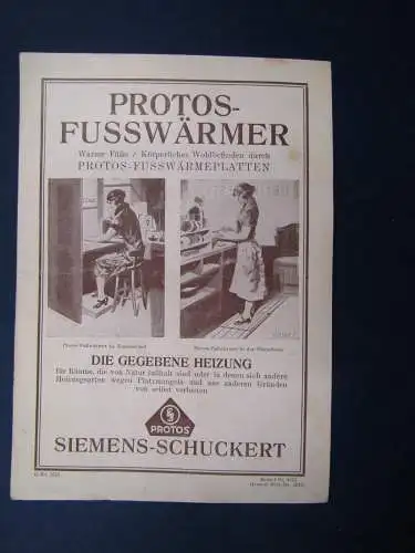 Original Prospekt Protos-Fusswärmer um 1925 Technik Reklame Sammeln Werbung sf