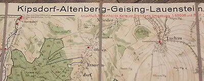  Karte für den Wintersport von Kipsdorf- Altenberg- Geising- Lauenstein 1915 js