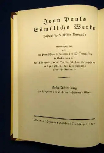 Jean Pauls Sämtliche Werke Politische Schriften 14.Bd.  1939 Klassiker Lyrik js