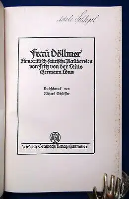 Leine Frau Döllmer Humoristisch-satirische Plaudereien Or.Ledereinband 1900 js