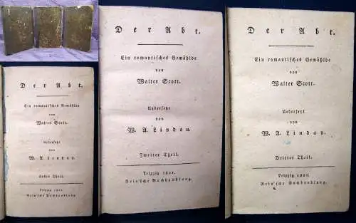 Scott Der Abt ein romantisches Gemälde 3 Bände 1821 Belltristik Erzählungen js