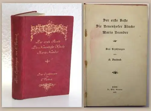 Verbeck 3 Erzählungen 1895 Der erste Beste Neuenhofer Klucke Maria Neander xz