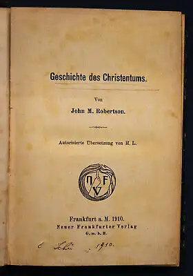 Robertson Geschichte des Christentums 1910 Religion Zeitalter Gesellschaft sf