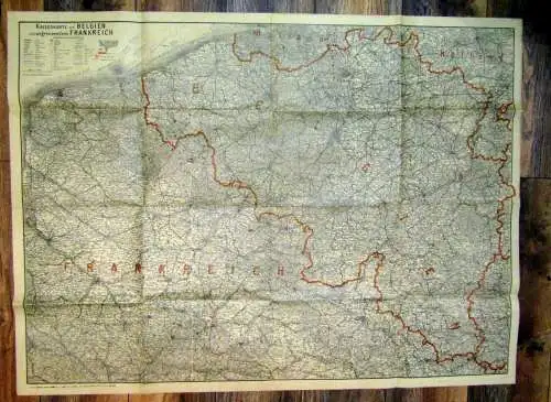 Ravensteins Deutsche Kriegskarten Nr.3 um 1925 Belgien angrenzendes Frankreich