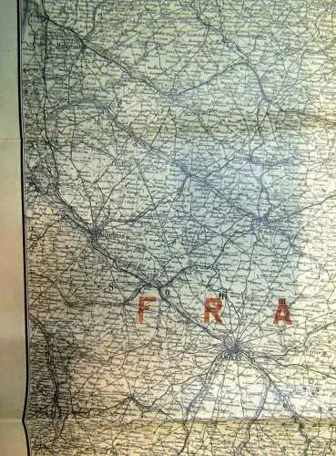 Ravensteins Deutsche Kriegskarten Nr.3 um 1925 Belgien angrenzendes Frankreich